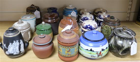 Two Royal Doulton Monk tobacco jars and 18 other small tobacco jars, various (20)